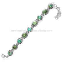 Turquoise Gemstone 925 Silver Bracelet, Vente en gros Gemstone Silver Jewelry From India